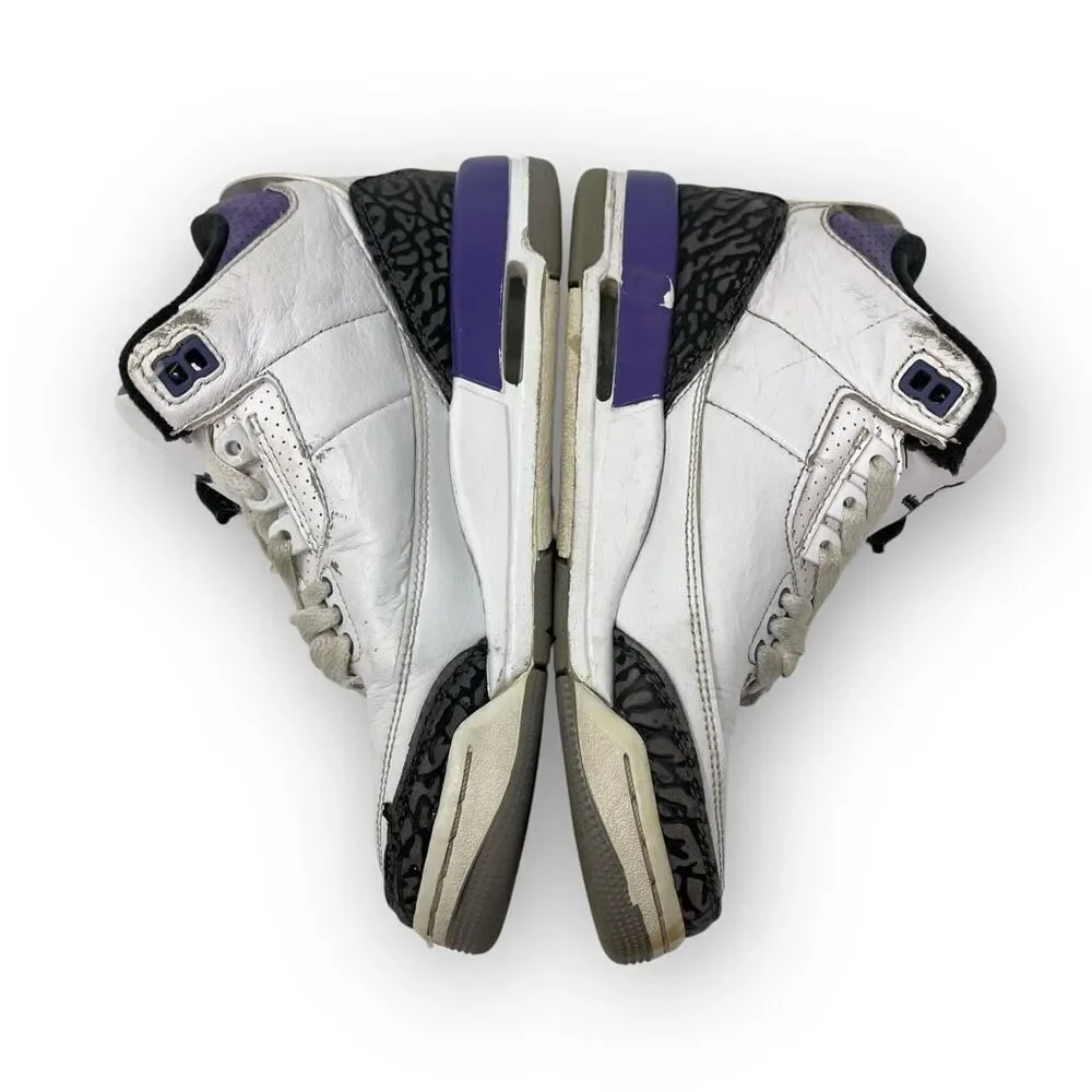 Nike Air Jordan 3 DM0967-105 White Purple Basketball Sneakers Youth Size 4.5